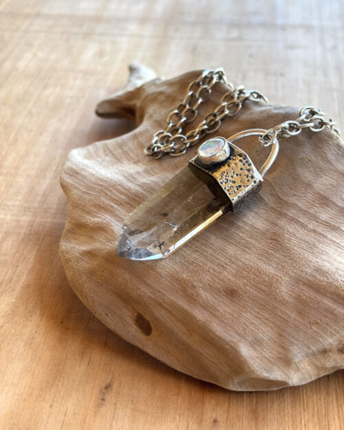 Smokey quartz And Mexican Opal Talisman