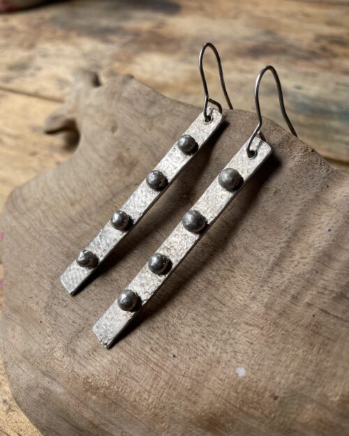 Silver Earrings With Ball Detail