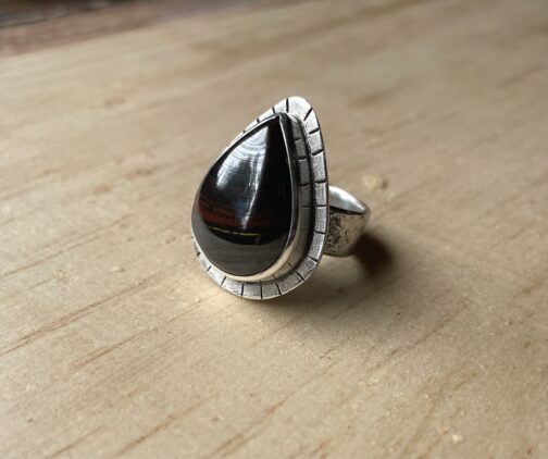 Iron Tiger Eye Teardrop Ring