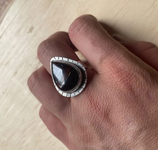 Iron Tiger Eye Teardrop Ring - Image 2